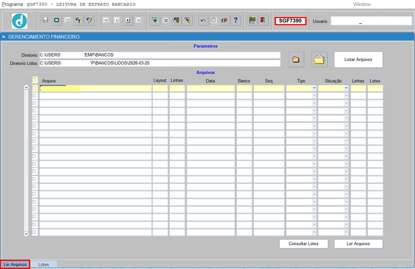 MAPEAMENTO FINANCEIRO - SGF0018